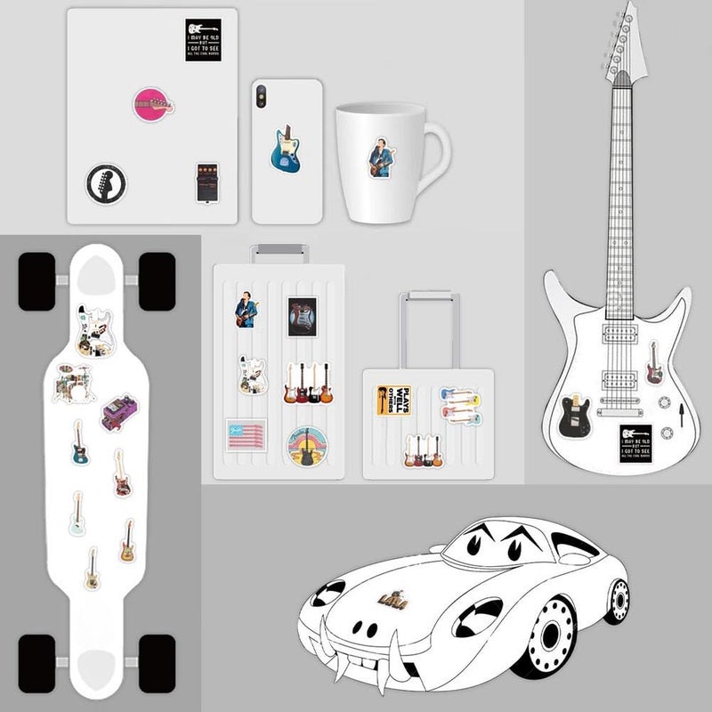 LIFEPAL Guitars Stickers |50 Pcs Music Waterproof Vinyl Decals for Water Bottles Laptop Luggage Cup Computer Mobile Phone Skateboard Guitar DÃ©cor - Image 4